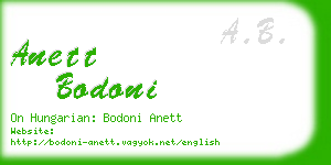 anett bodoni business card